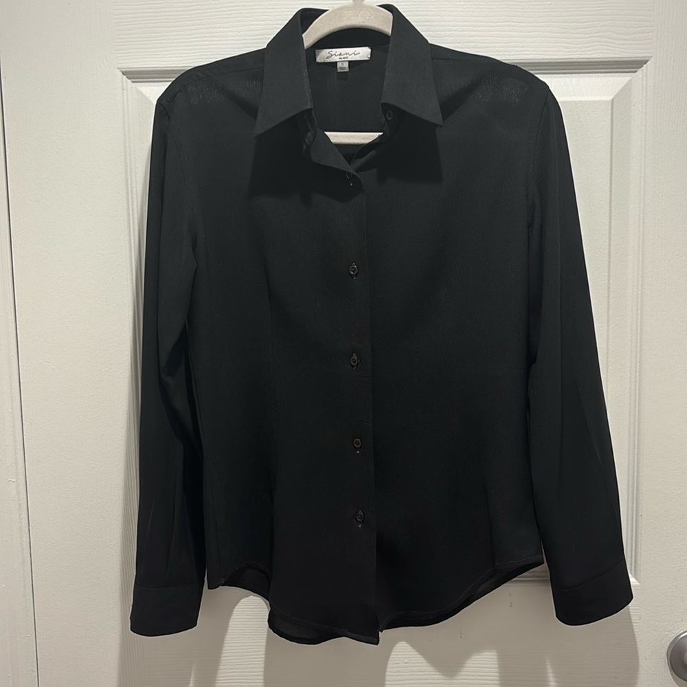 Sioni Milano Black Womens Button Down top